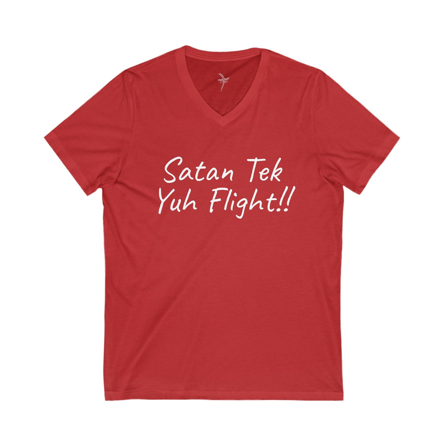 Satan Tek Yuh Flight Unisex Short Sleeve V-Neck Tee