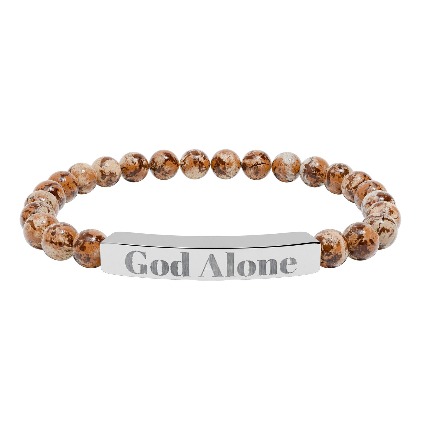 Engraved God Alone Natural Stone Stretch Bar Bracelet