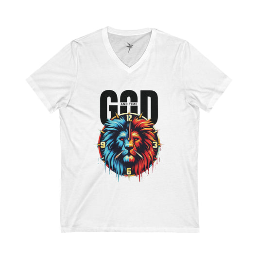 God and Time Unisex Short Sleeve V-Neck Tee