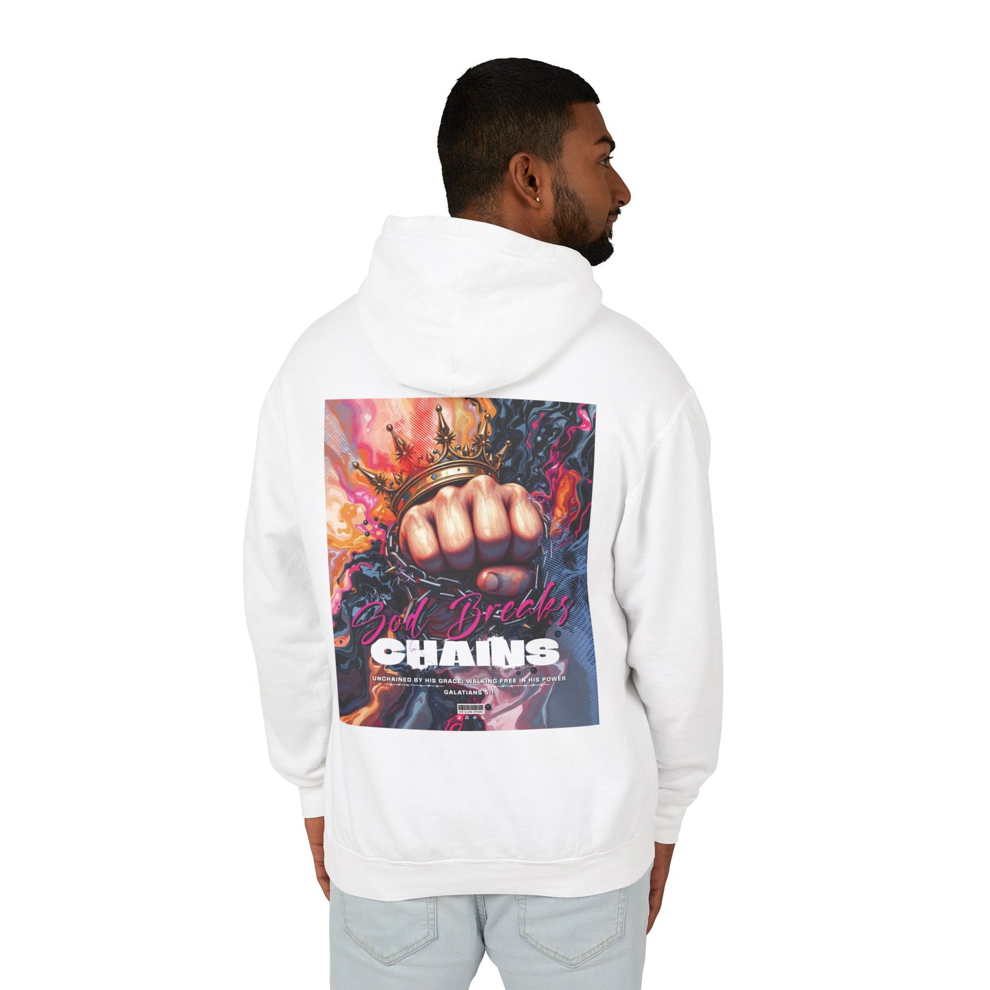 God Breaks Chains Unisex Lightweight Hoodie
