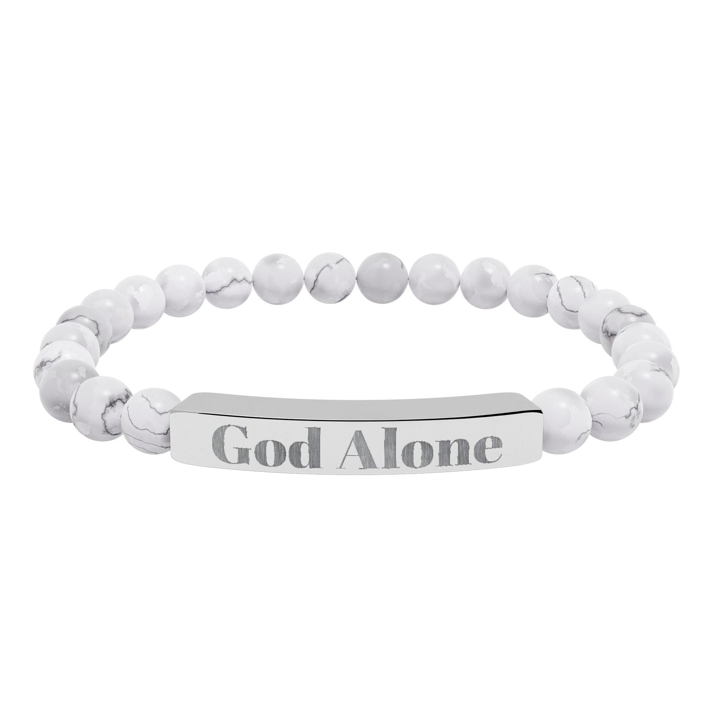 Engraved God Alone Natural Stone Stretch Bar Bracelet