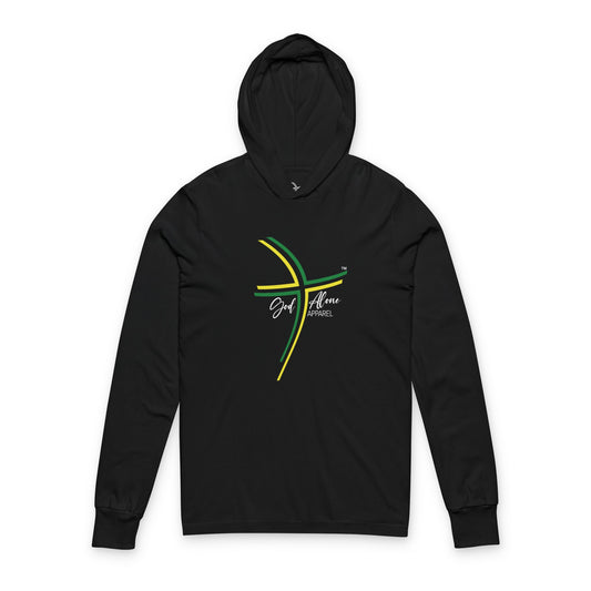 Jamaica Flag Colors Large Logo Unisex Hooded Long Sleeve Tee