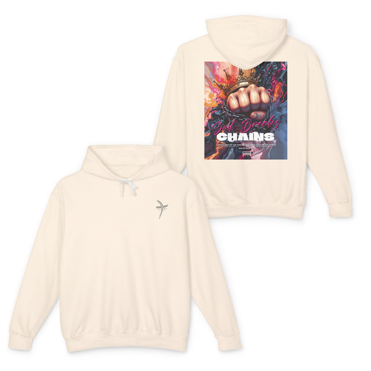 God Breaks Chains Unisex Lightweight Hoodie