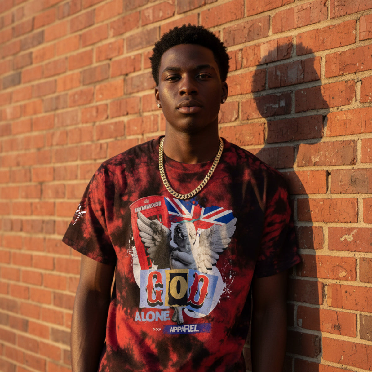 God Alone Apparel Angel Graphic Crystal Tie-Dye Tee