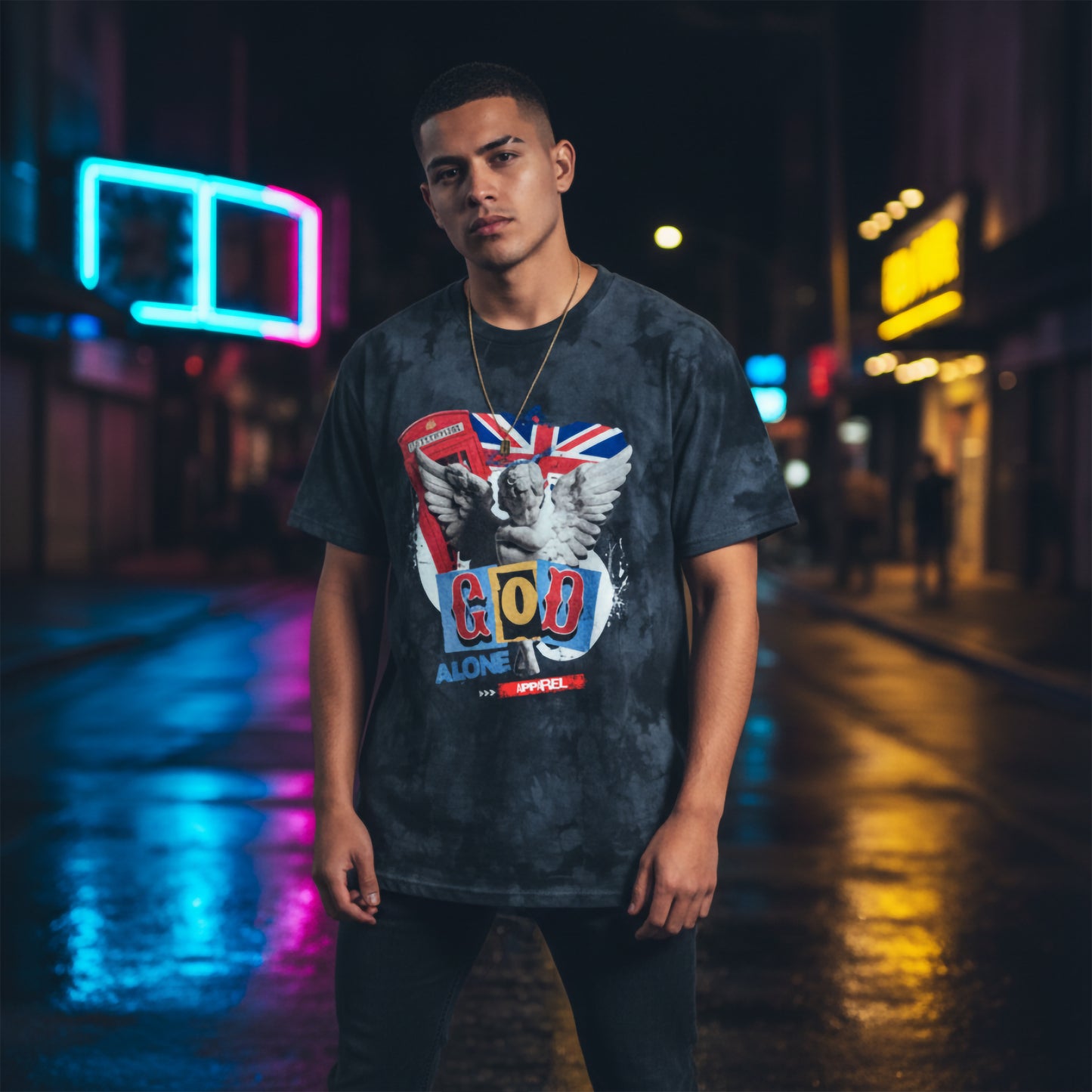 God Alone Apparel Angel Graphic Crystal Tie-Dye Tee