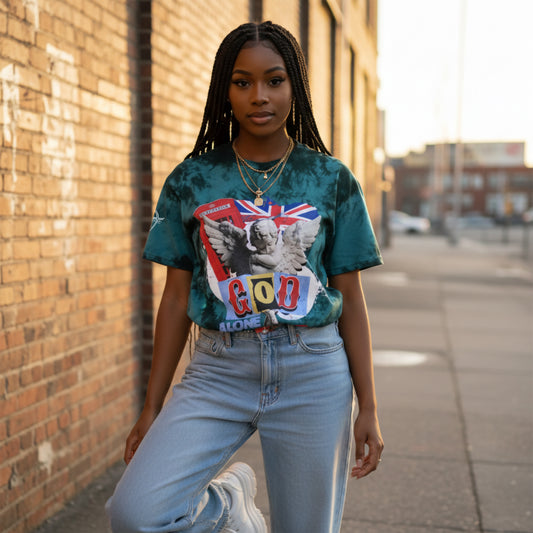 God Alone Apparel Angel Graphic Crystal Tie-Dye Tee
