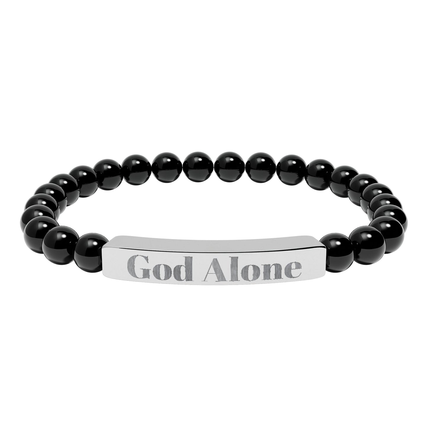 Engraved God Alone Natural Stone Stretch Bar Bracelet