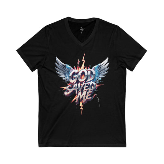 God Saved Me Graphic Unisex Short Sleeve V-Neck Tee