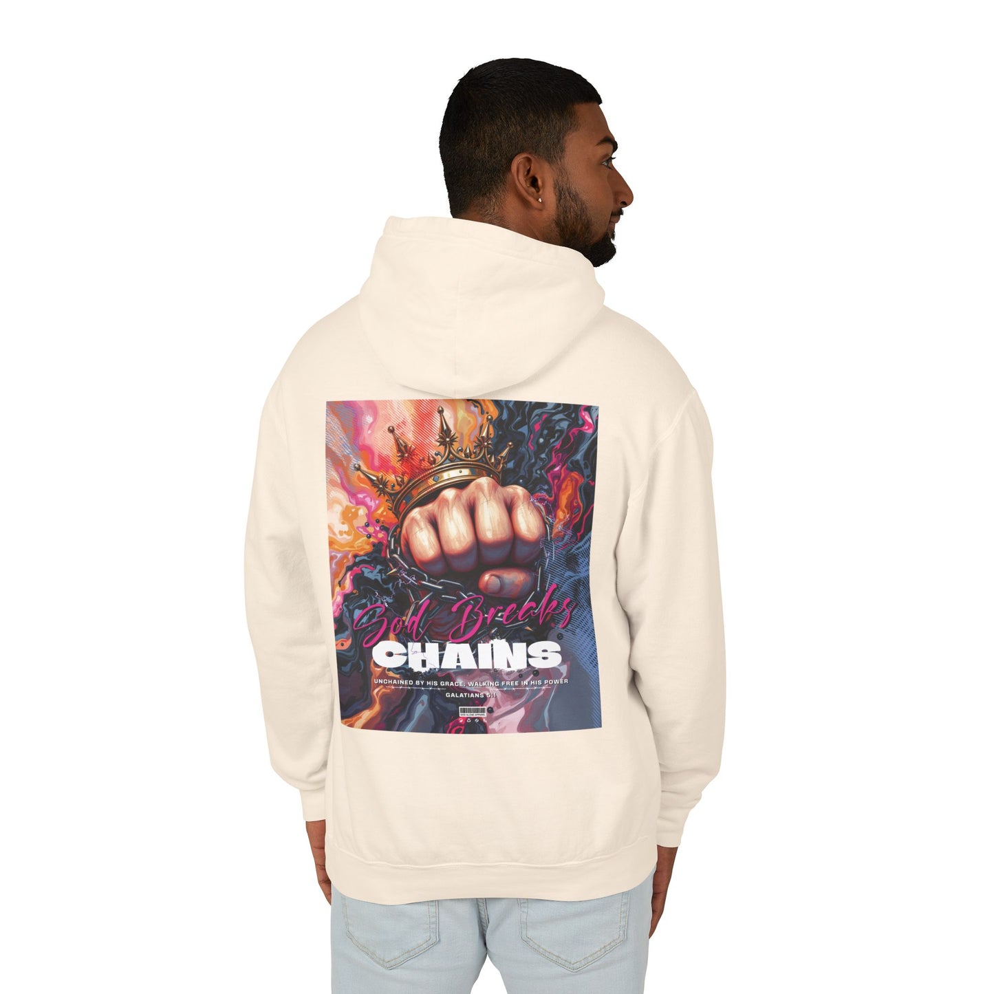 God Breaks Chains Unisex Lightweight Hoodie