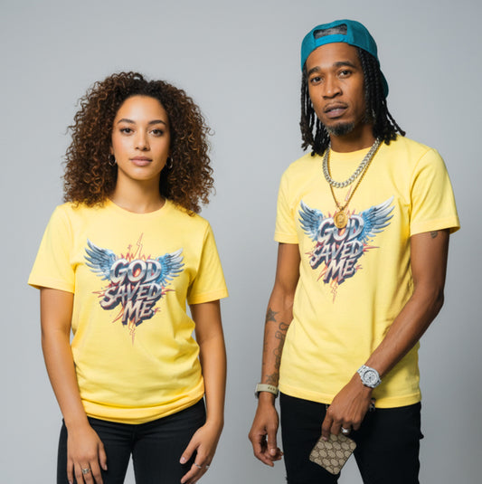 God Saved Me Graphic Tee Lifestyle Yellow God Alone Apparel faith streetwear