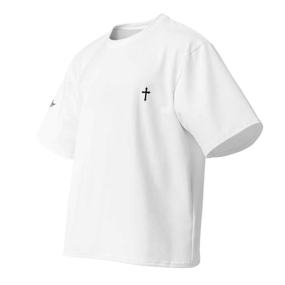 Exalted Tee Front Left Angle God Alone Apparel faith streetwear