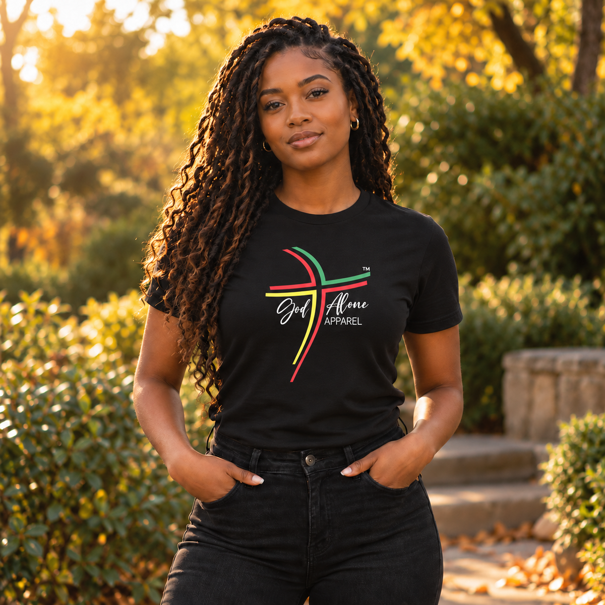 God Alone Apparel Reggae Colors Logo Tee