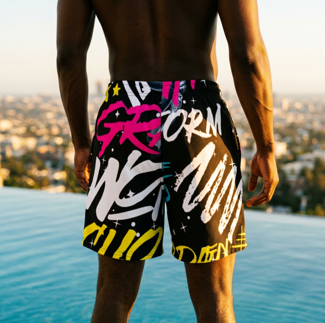 Greater Than My Storm Swim Trunks Back God Alone Apparel Faith Swimwear Summer 2026