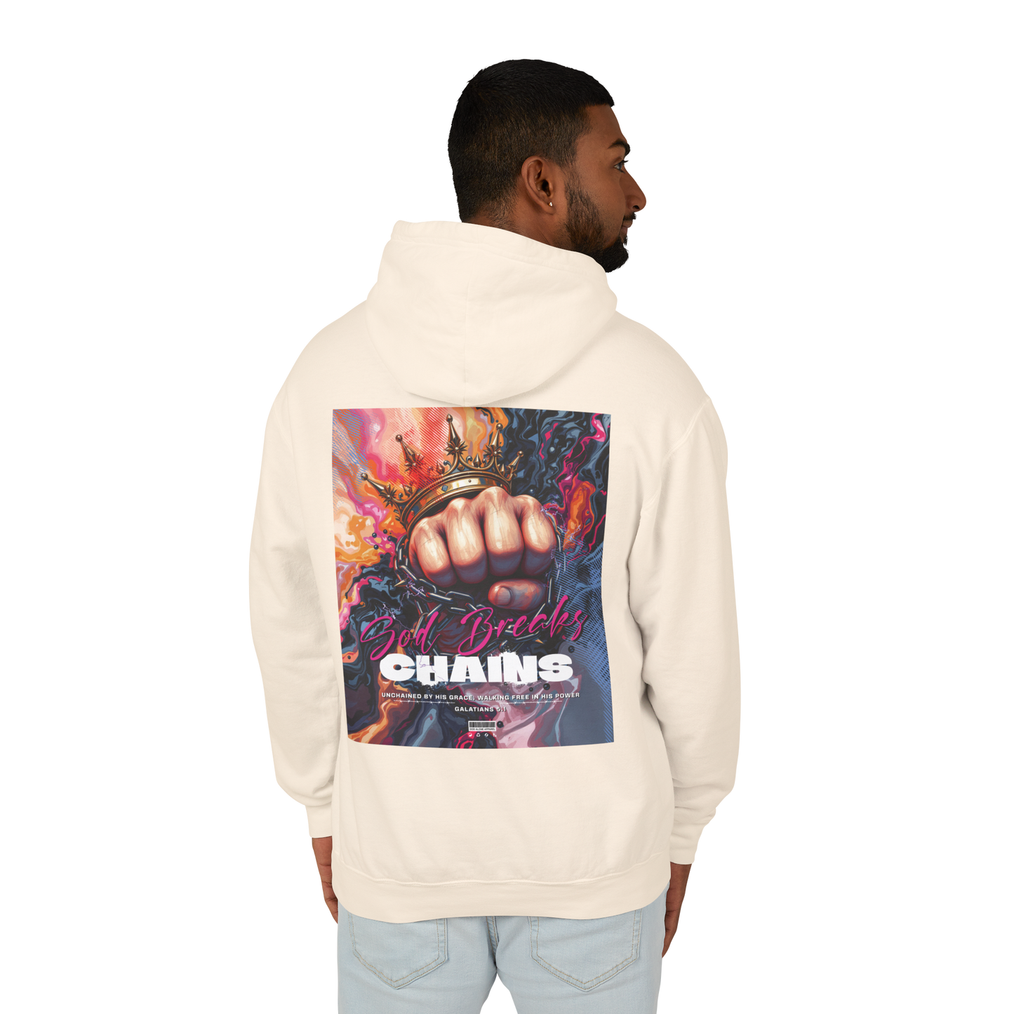 God Breaks Chains Unisex Lightweight Hoodie
