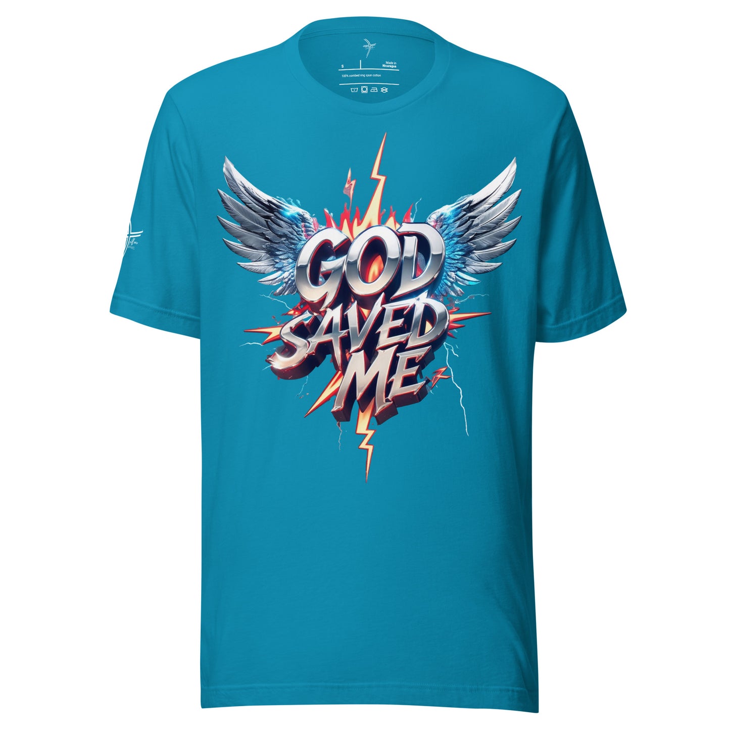 God Saved Me Graphic Tee Aqua God Alone Apparel faith streetwear