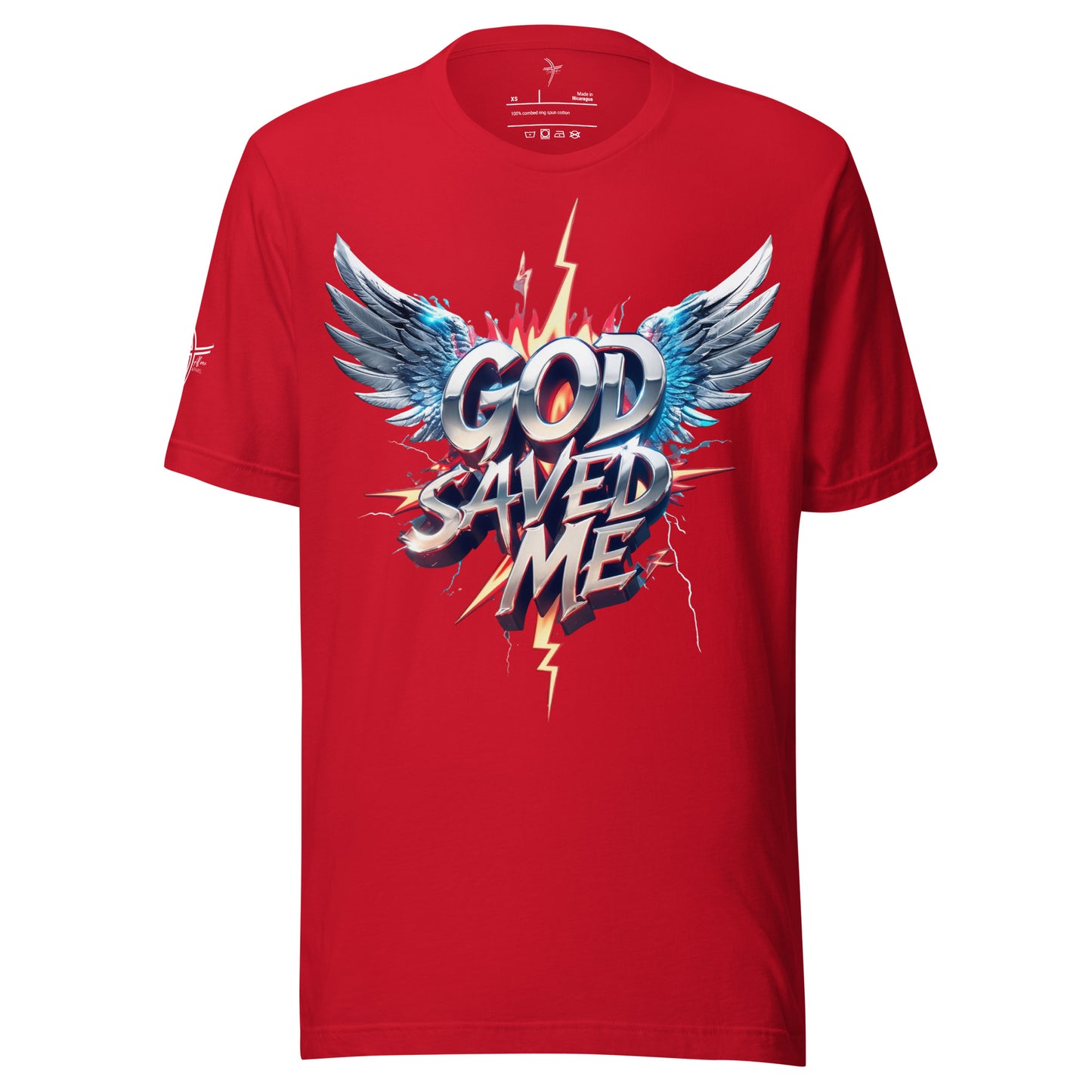 God Saved Me Graphic Tee Red God Alone Apparel faith streetwear