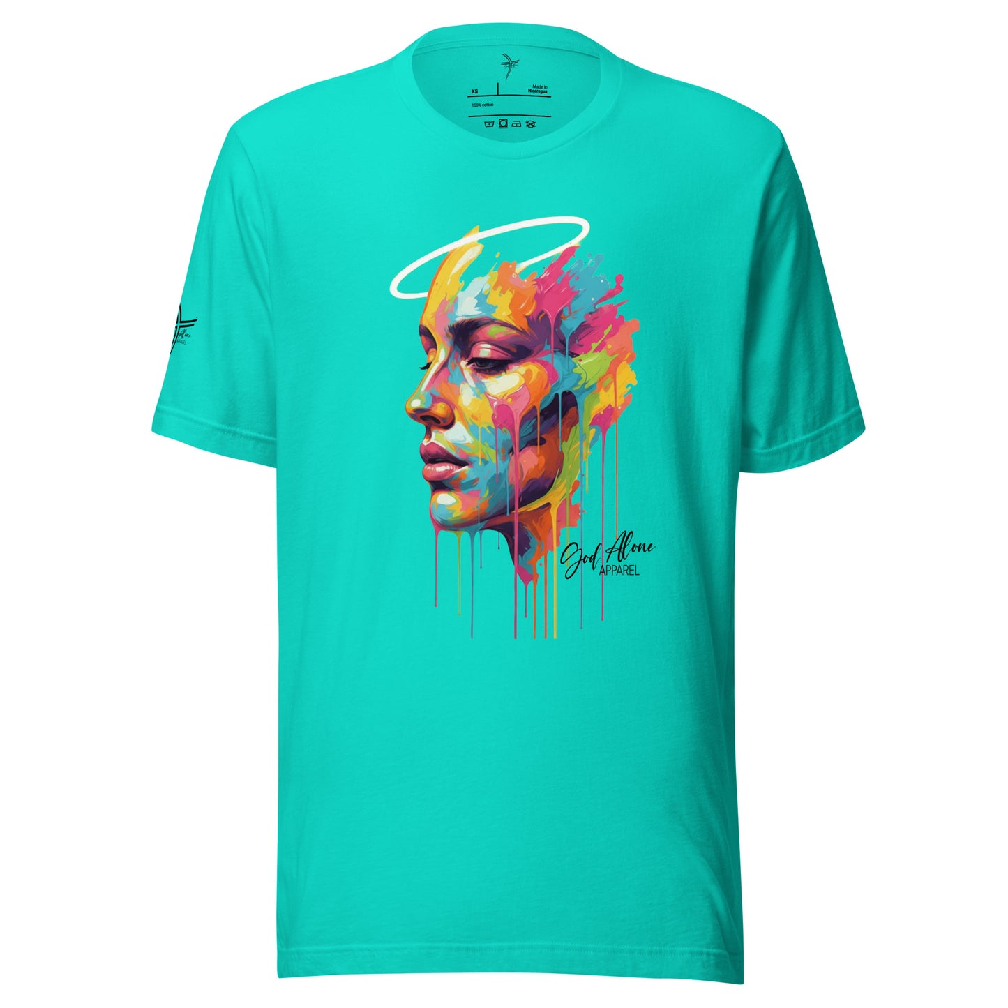 Glorified Tee Teal God Alone Apparel faith graphic tee