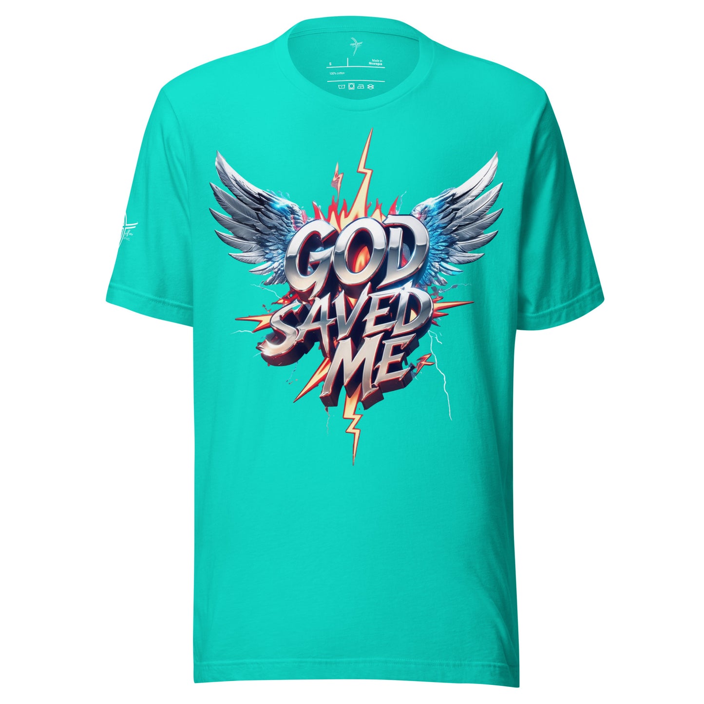 God Saved Me Graphic Tee Teal God Alone Apparel faith streetwear